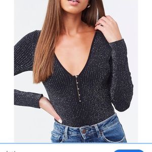 Seamless Metallic Knit Bodysuit